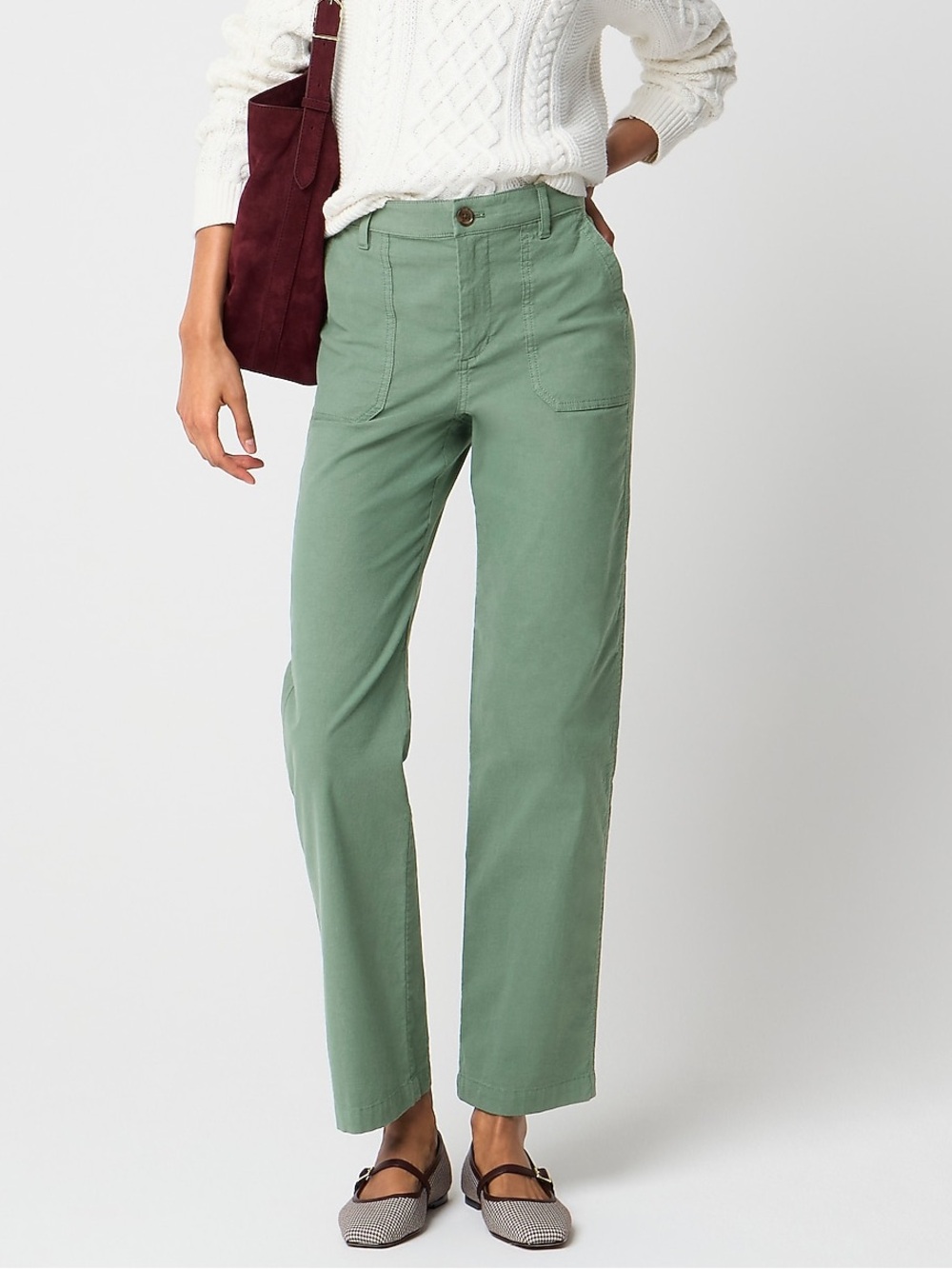 Women’s J Crew High-Rise Utility Pocket Pant in Sage Green